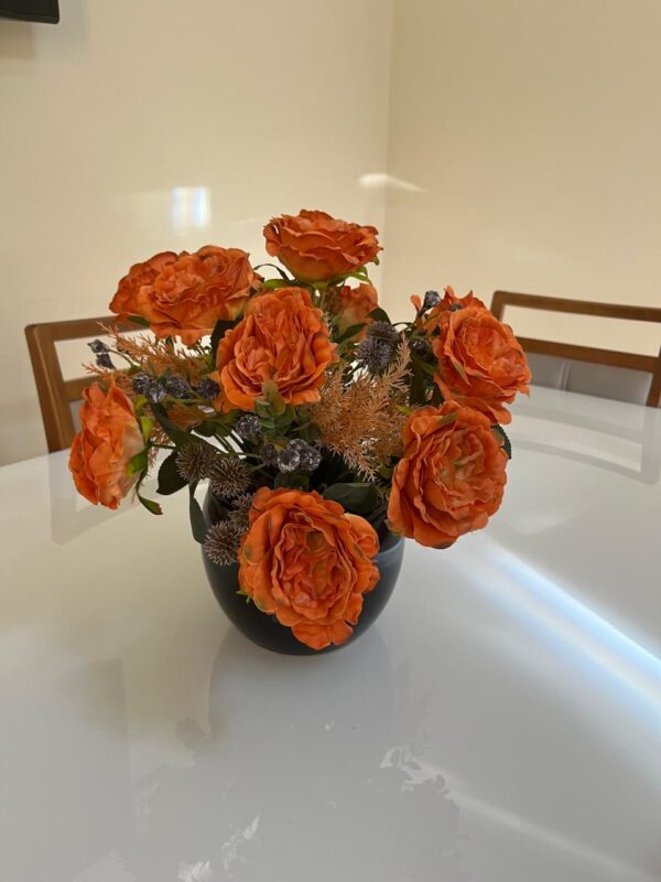 Rosas Laranja Vaso Cerâmica - Image 2