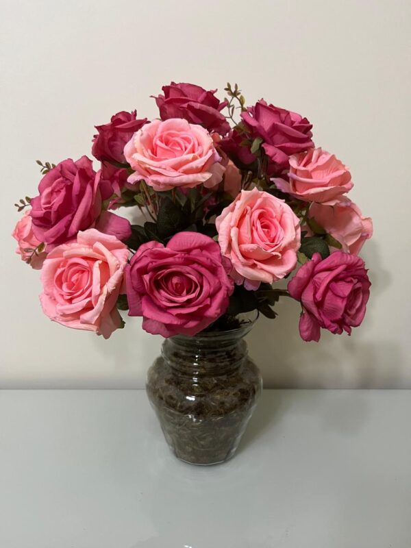 Rosas Escuras e Claras Vaso de Vidro