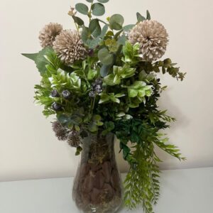 Folhagens com Alium Vaso de Vidro