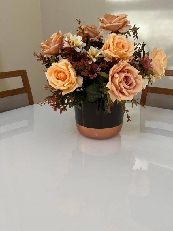 Rosas champanhe e Bege com Margarida e folhagens verde outono - Image 2