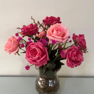 Buquê de Rosas 2 tons, vaso de vidro