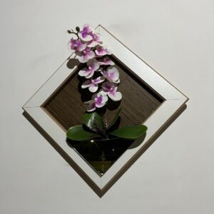 Quadro Orquídea Artificial de silicone  Branco e Lilás