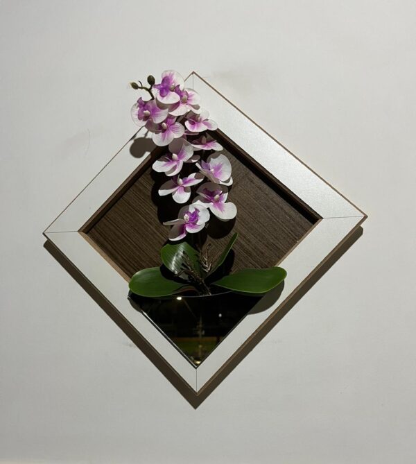 Quadro Orquídea Artificial de silicone  Branco e Lilás